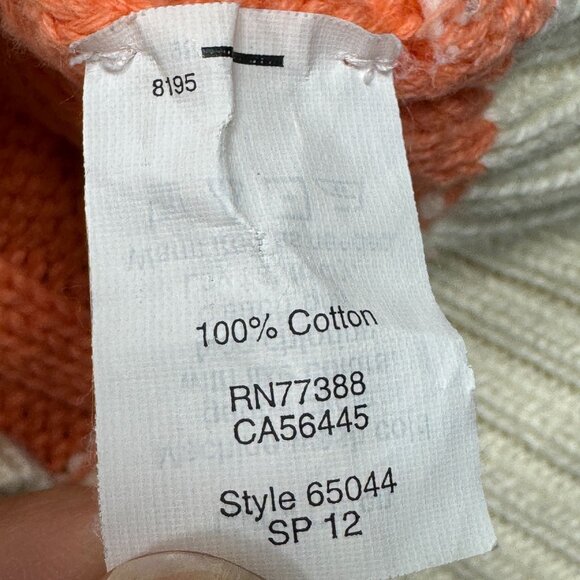 J Crew Coral/White Striped Cable Knit Sweater Preppy Coquette Coastal Y2K Size S - Picture 7 of 9